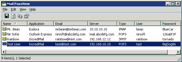 Usando o Mail PassView