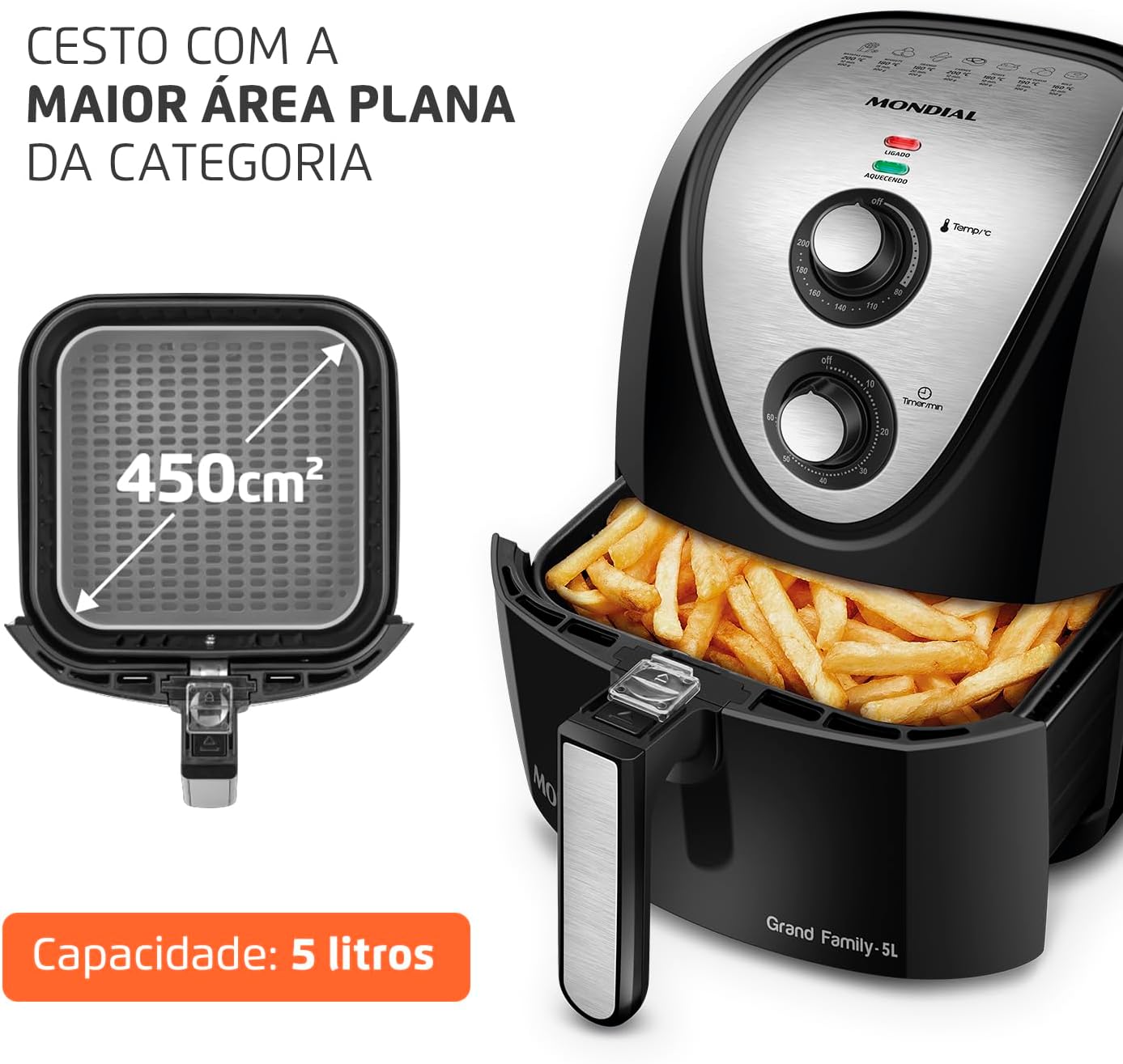 Air Fryer 5L Mondial Preto/Inox AFN-50-BI Air Fryer 5L Mondial Preto/Inox AFN-50-BI