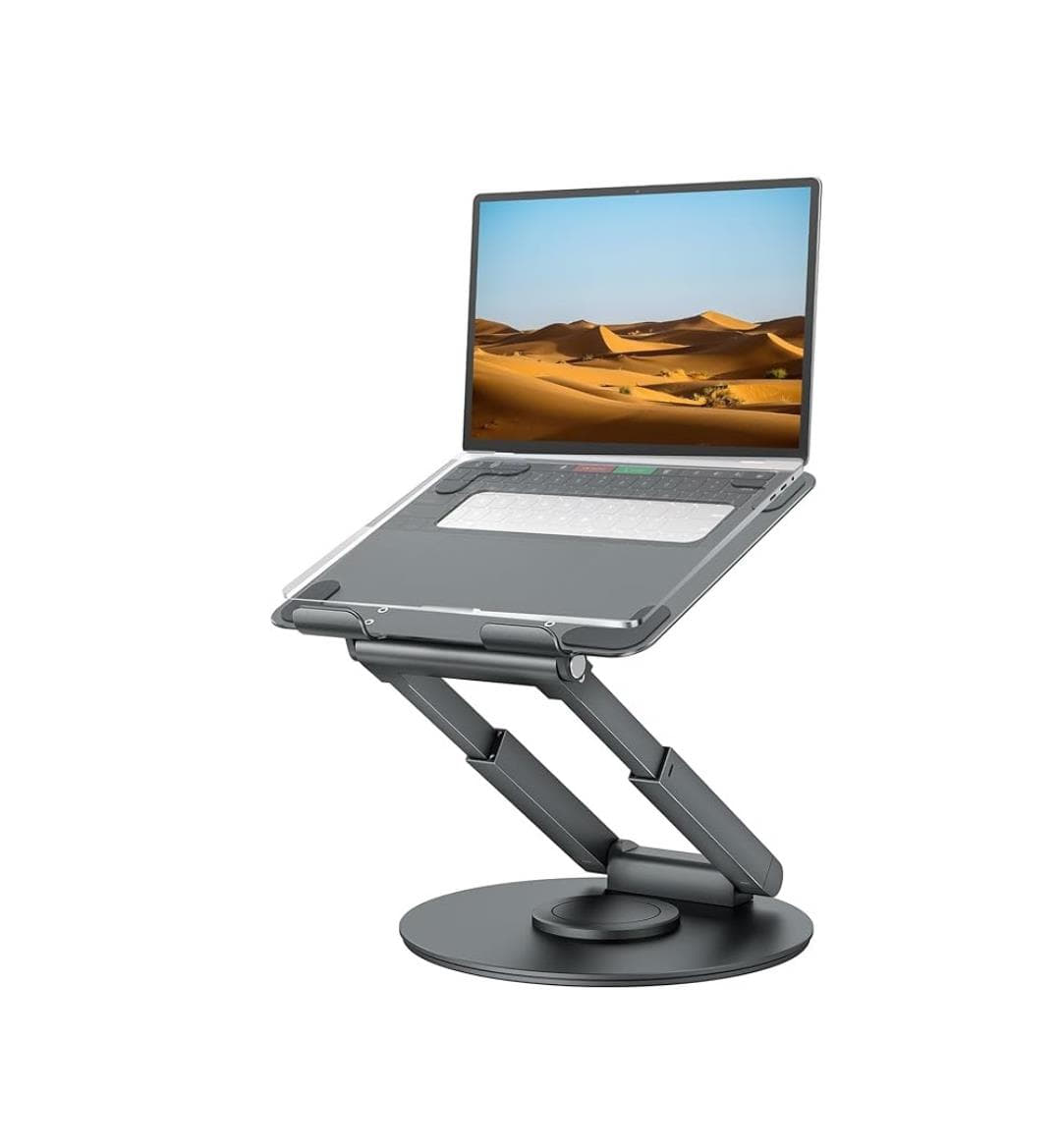 Suporte telescópico de laptop para mesa com base giratória de 360