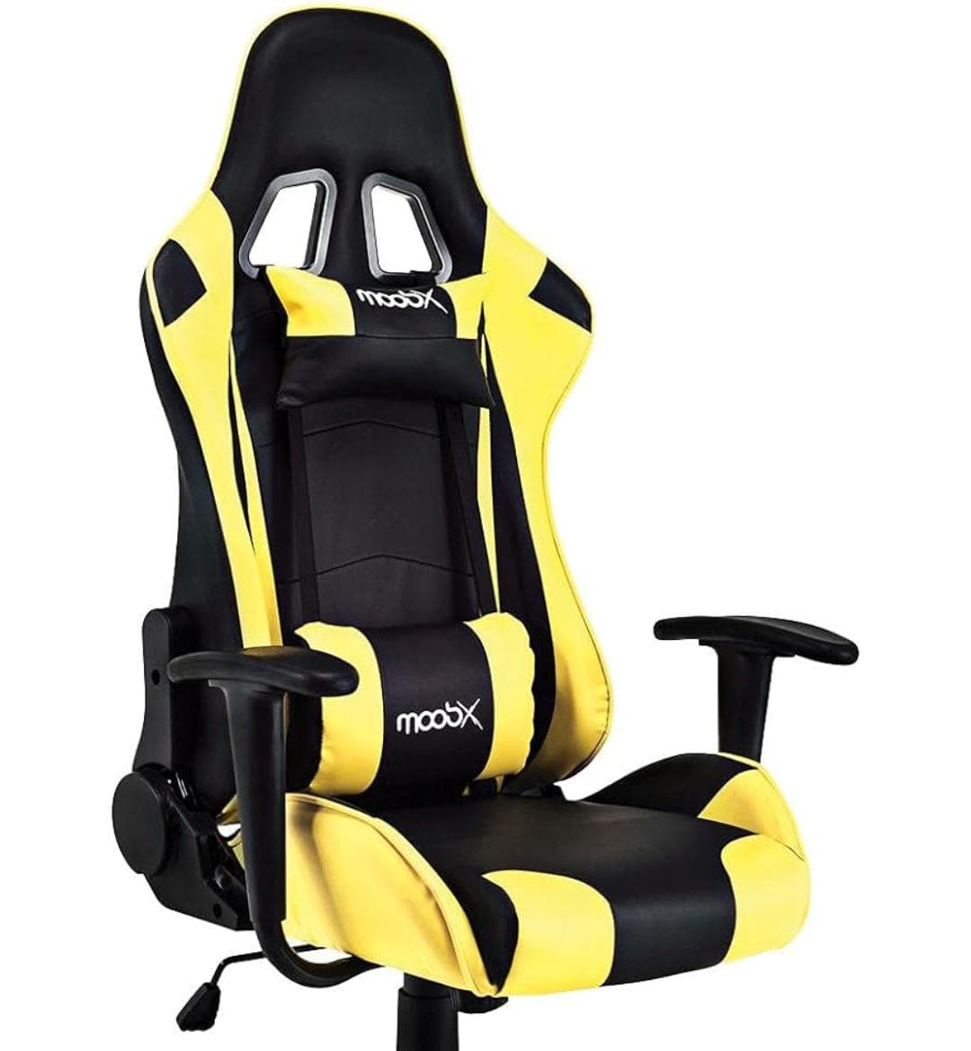 Moob Cadeira Gamer Reclinável GT Racer Com Almofadas para Lombar e Pescoço Preto/Amarelo