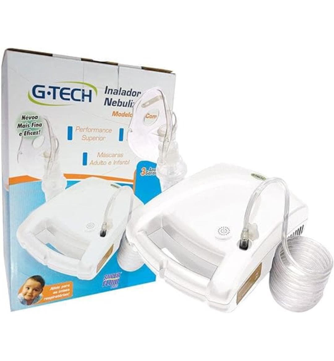Nebulizador e Inalador NEBCOM V Bivolt G-Tech com Máscara Adulto e Infantil Nebulizador e Inalador NEBCOM V Bivolt G-Tech com Máscara Adulto e Infantil